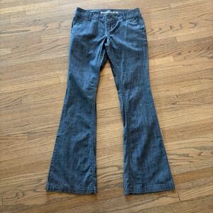 Mossimo Supply Co Womens Blue Flare Leg Low Rise Pants Size 5 Fit 6 Y2K Boho